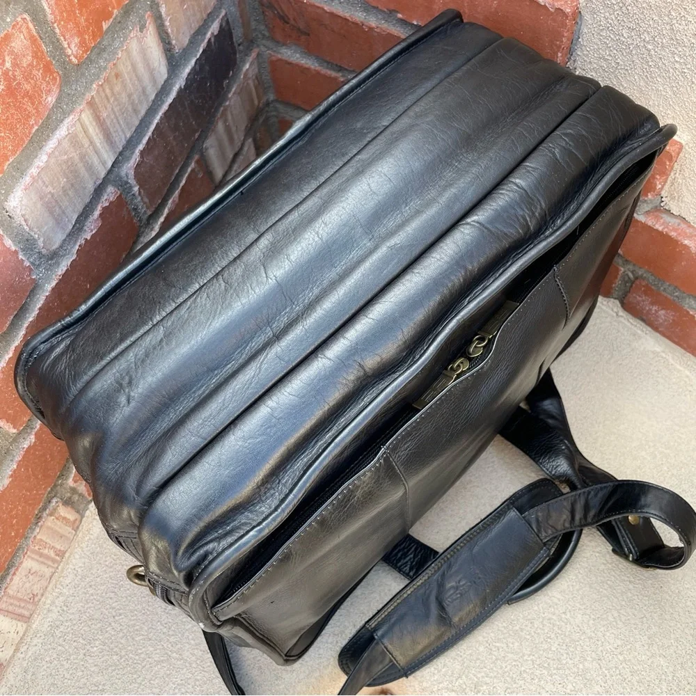 Claire Chase 💼 Genuine Leather JUMBO EXECUTIVE BRIEFCASE in Black